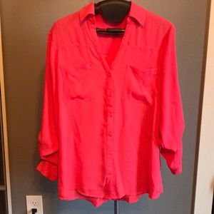 Express - long sleeve blouse - pink - size small